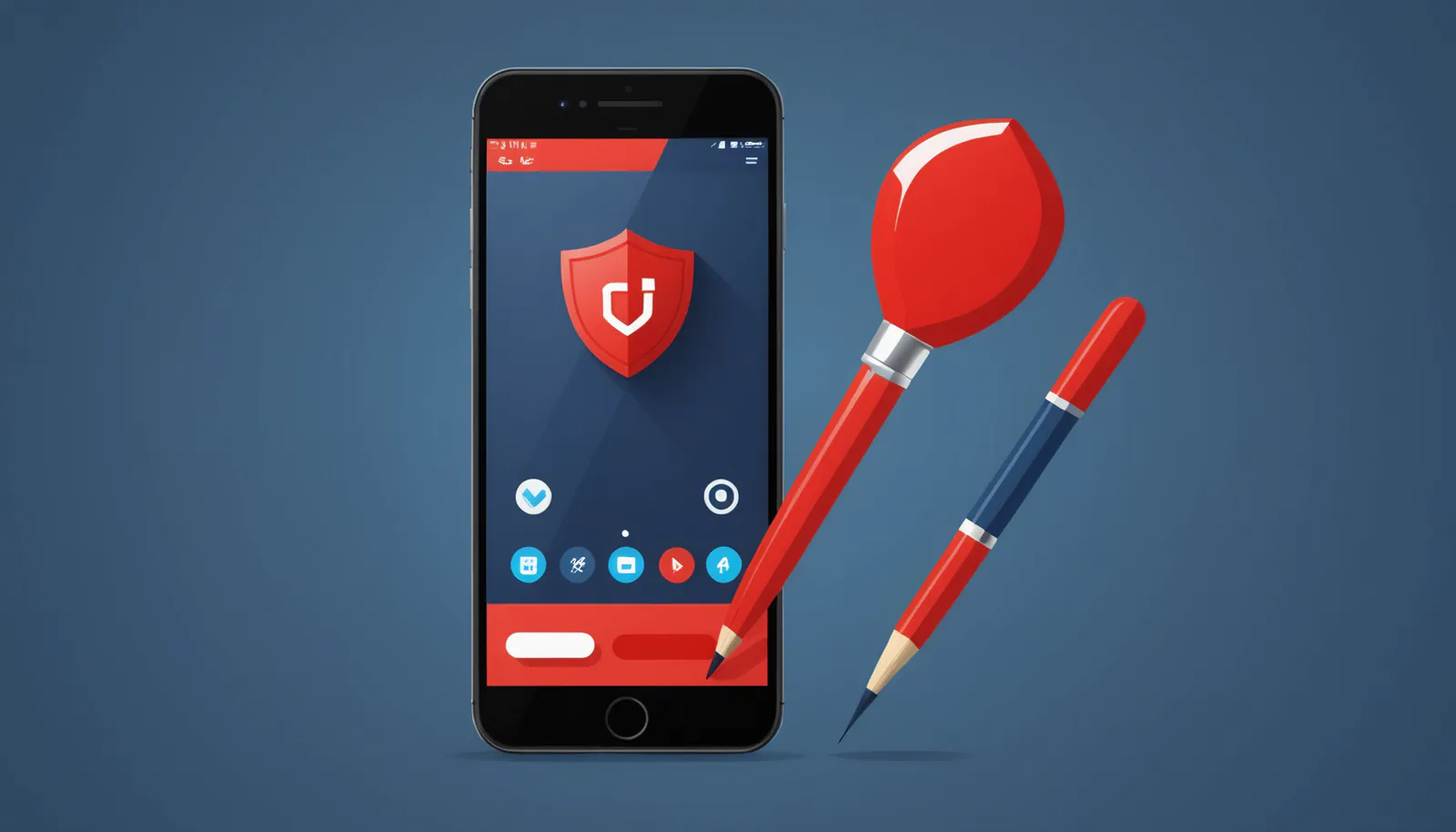 Illustration plate d'alerte phishing téléphonique avec téléphone, point d'exclamation et bouclier protection