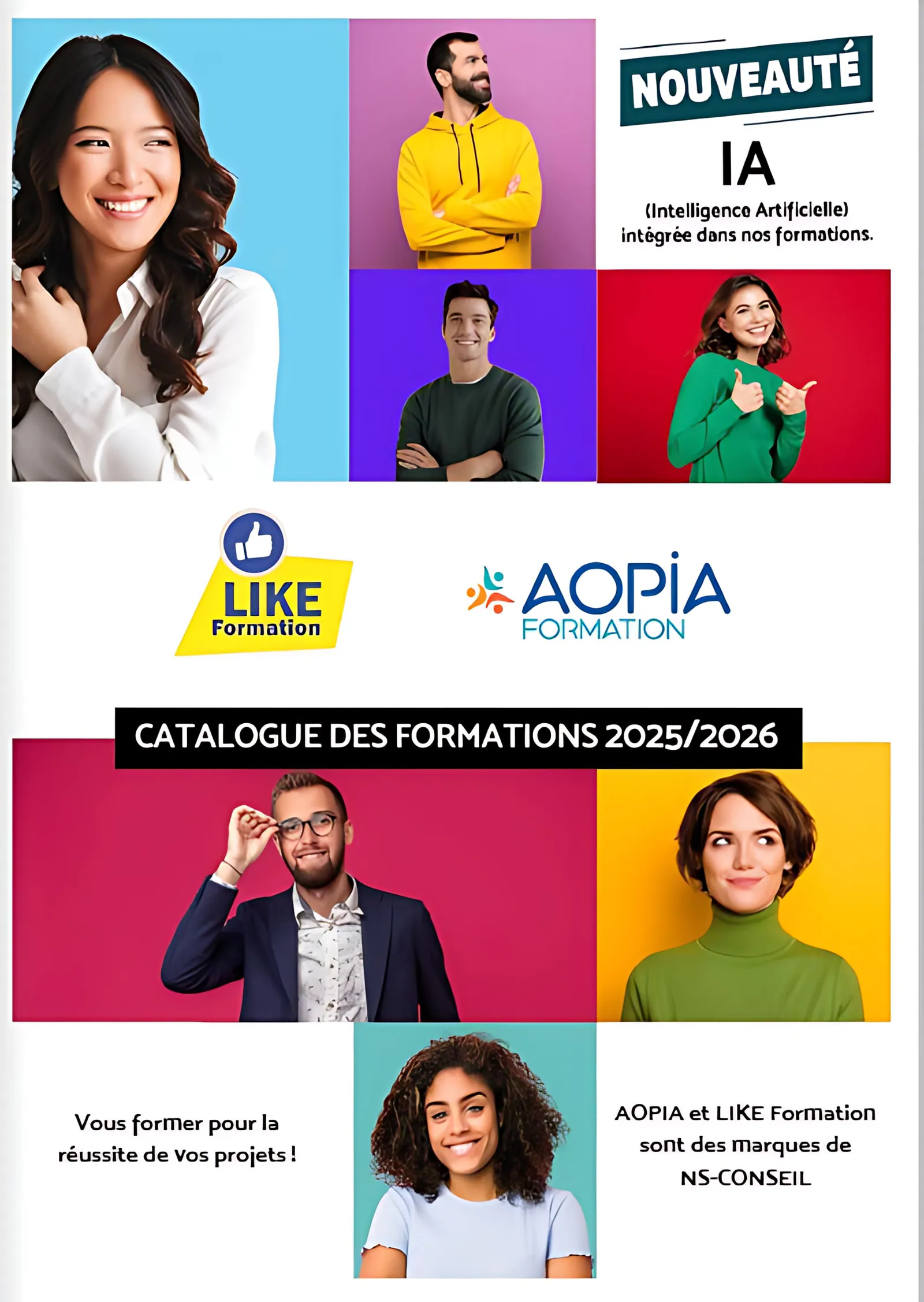 Catalogue formations 2025-2026 AOPIA et LIKE Formation avec IA intégrée, marques NS-CONSEIL