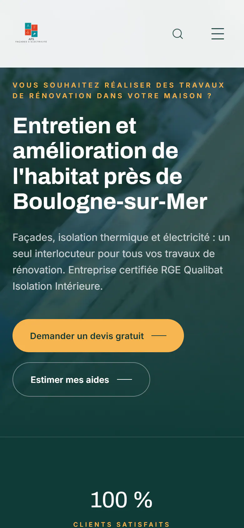 Accueil du site AFS sur téléphone