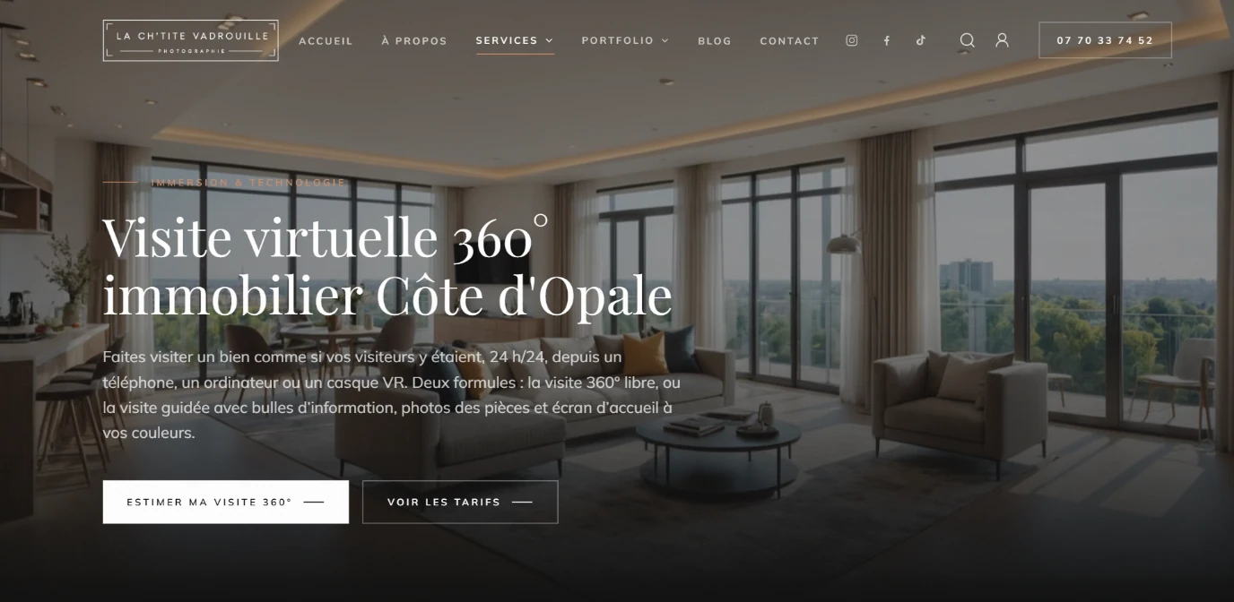 Page de service Visite virtuelle 360° du site La Ch’tite Vadrouille