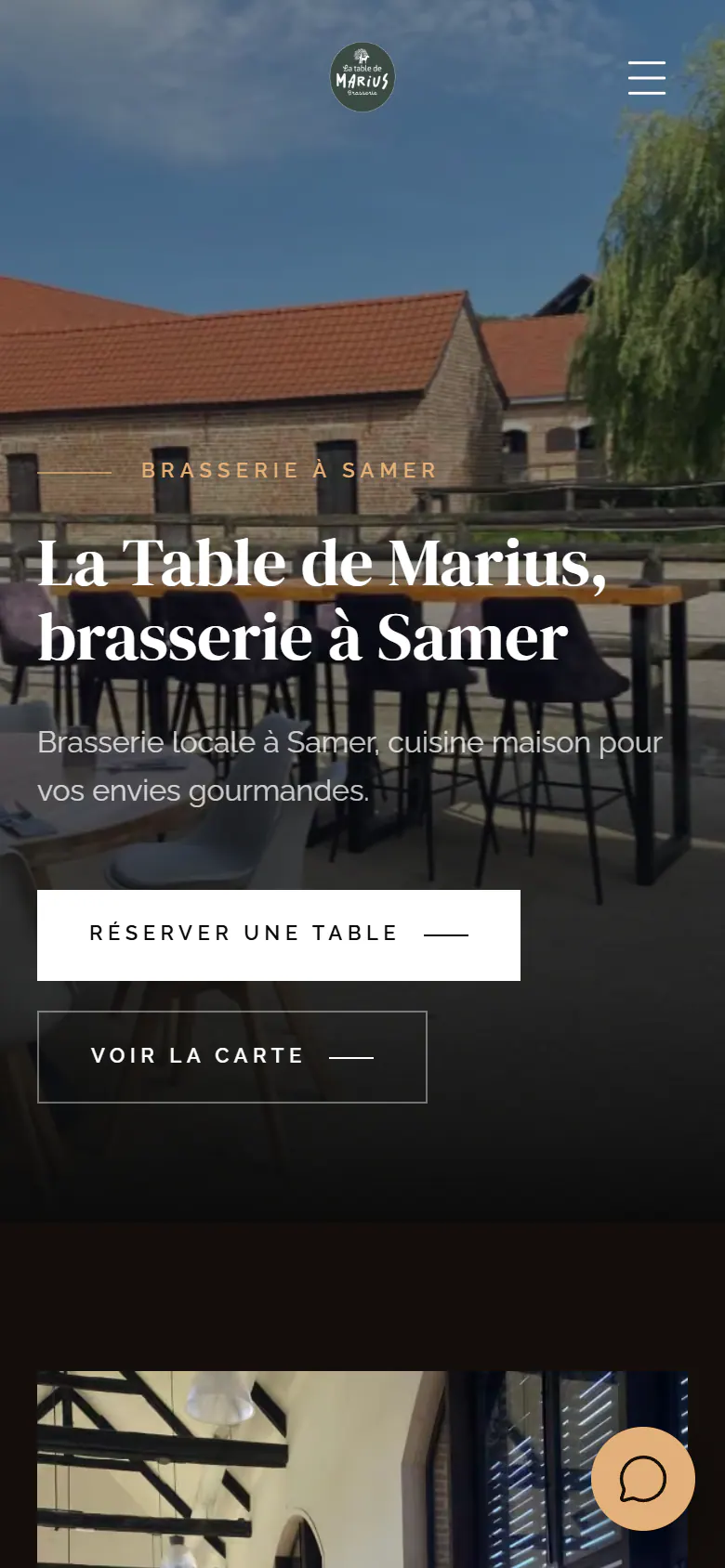 Accueil du site de La Table de Marius sur téléphone