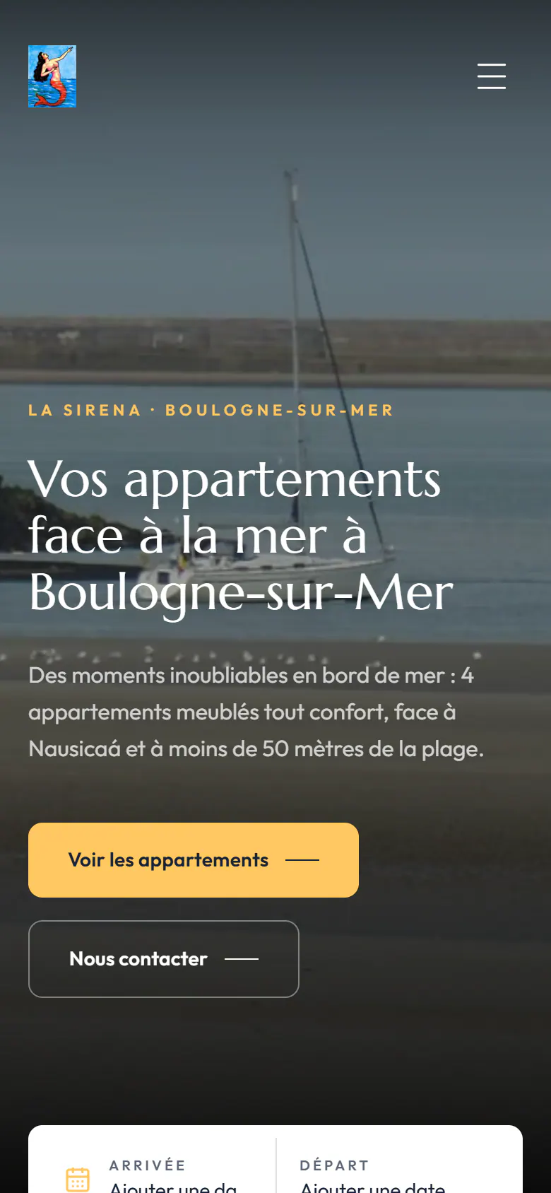 Accueil du site La Sirena sur téléphone