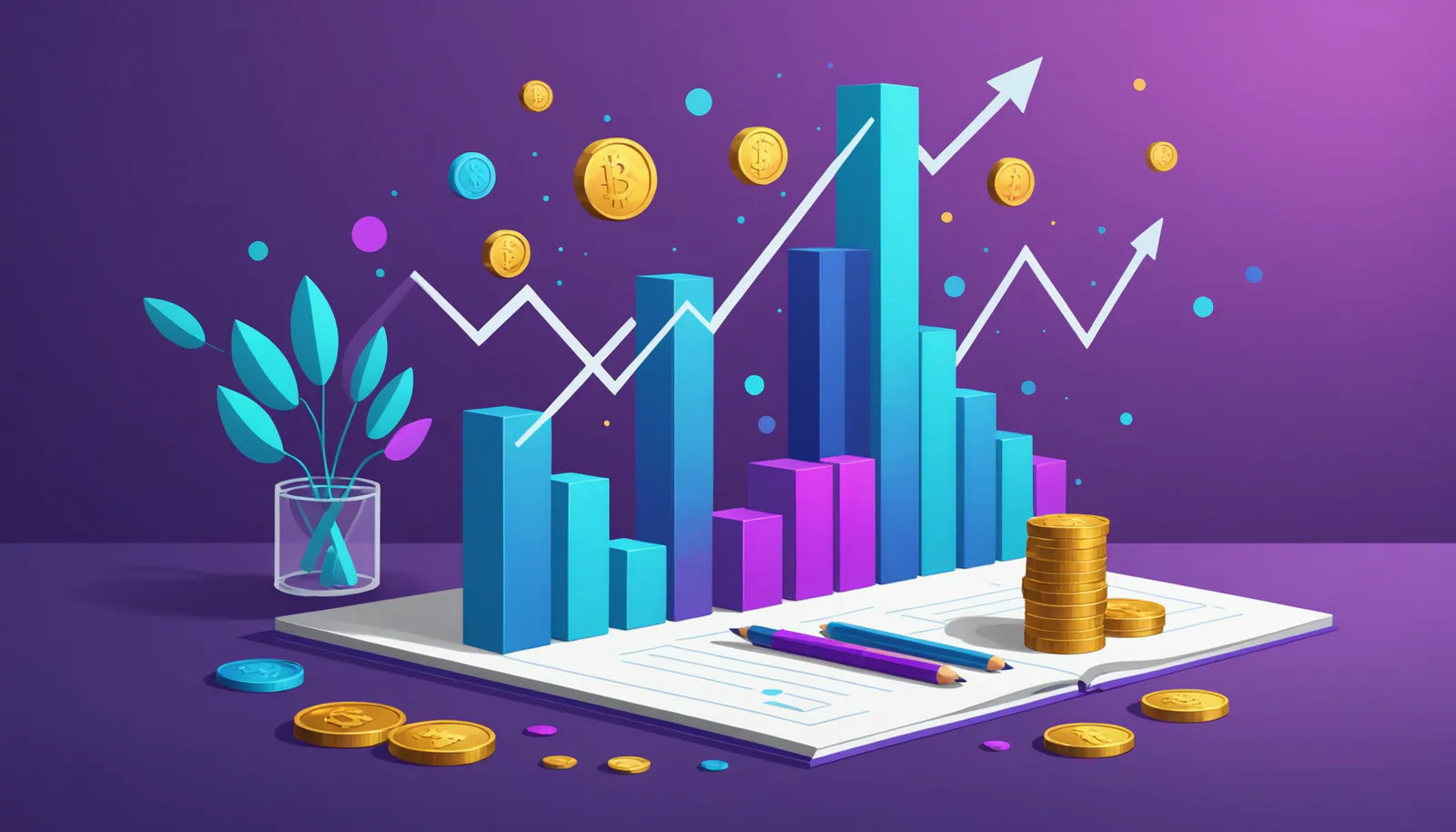 Illustration moderne du financement de formation professionnelle avec compte CPF et graphique de progression