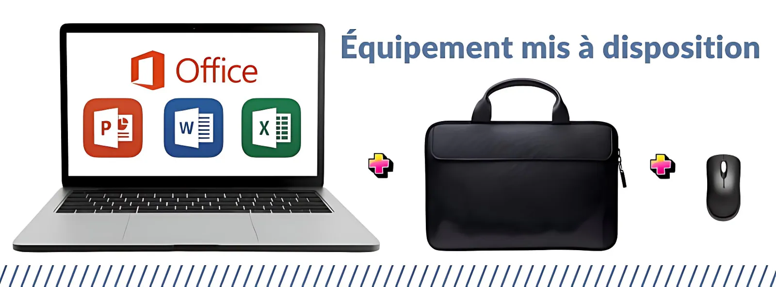 Outils pédagogiques mis à disposition pour la formation : sacoche, souris et logiciels