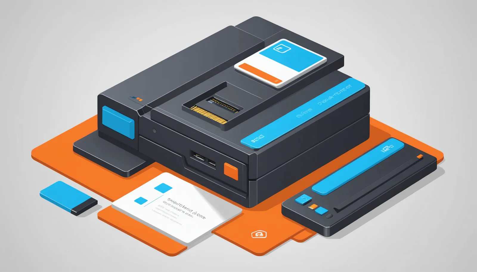 Illustration moderne de sauvegarde de données avec disques durs, cloud et bouclier de protection